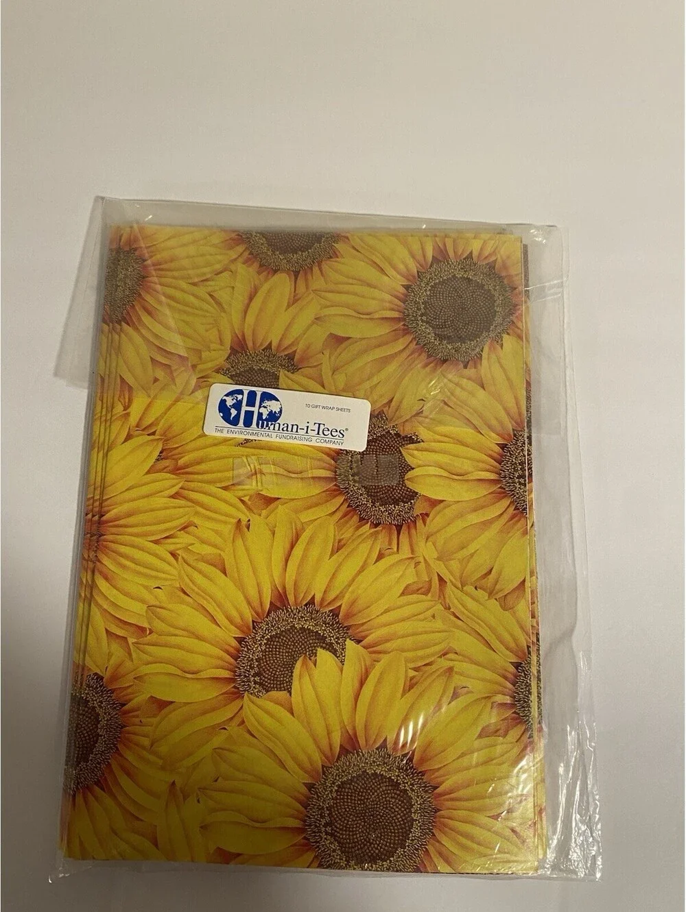 Human I Tees Gift Wrap 1998 Sunflowers 10 Sheets In Packing Vintage